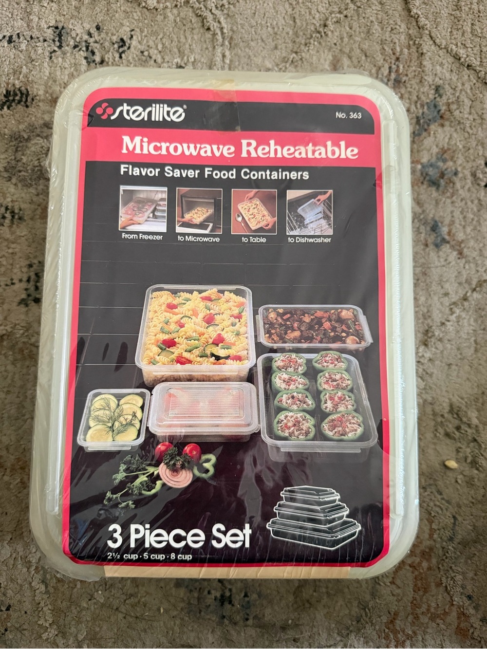 Vintage Flavor Saver Sterilite 3 Piece Set 2.5. 5 and 8 Cups New In Package NOS